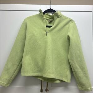 L.L. Bean Light Green Quarter-Zip Fleece Pullover
